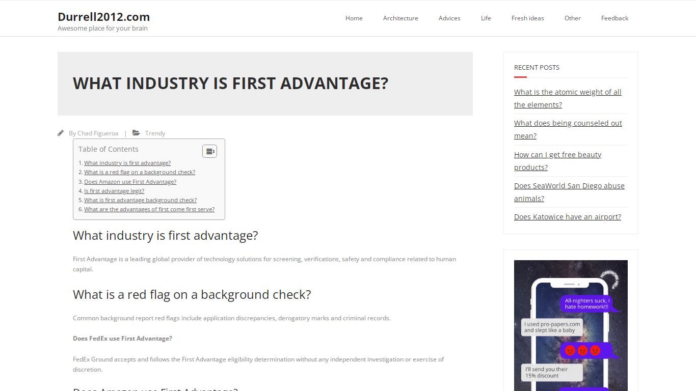 What industry is first advantage? – Durrell2012.com